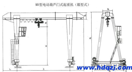 MH型電動葫蘆門式起重機(jī)結(jié)構(gòu)圖